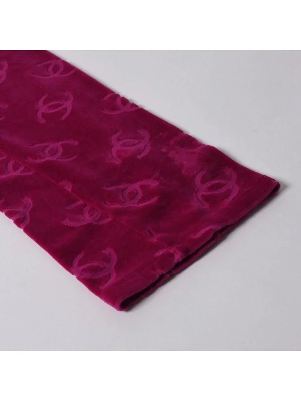 Chanel Vintage Velour Pants CC Logo Pink Archive Karl Lagerfeld